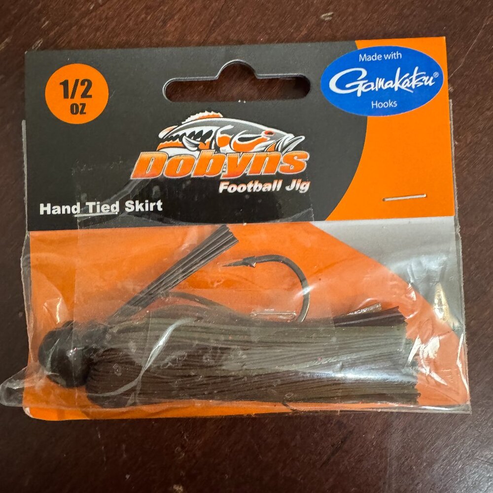 Dobyns Football Jig Lure, Rootbeer and Green Pumpkin Crawler, New
